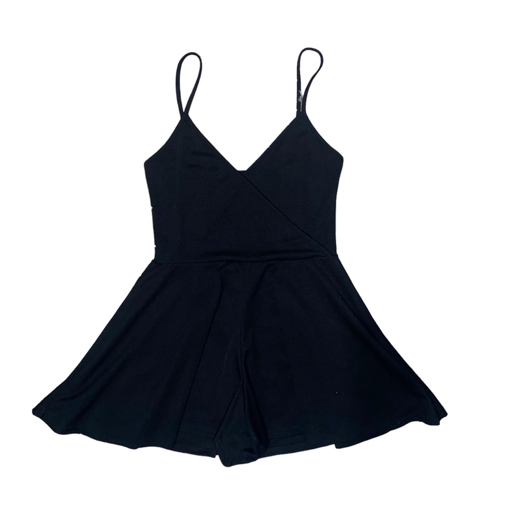 Black Strappy Wrap Romper playsuit shorts
